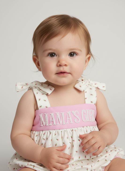 Mama’s Girl floral print bubble dress with French knot bodice