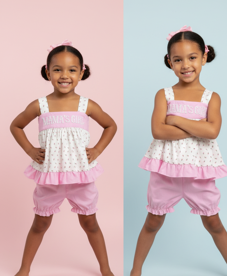 Mama’s Girl French knot bubble bloomer set