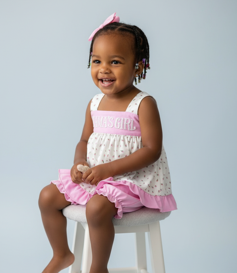 Mama’s Girl French knot bubble bloomer set for babies