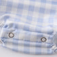 BLUE PLAID BASEBALL EMBROIDERY BOY BUBBLE