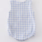 BLUE PLAID BASEBALL EMBROIDERY BOY BUBBLE