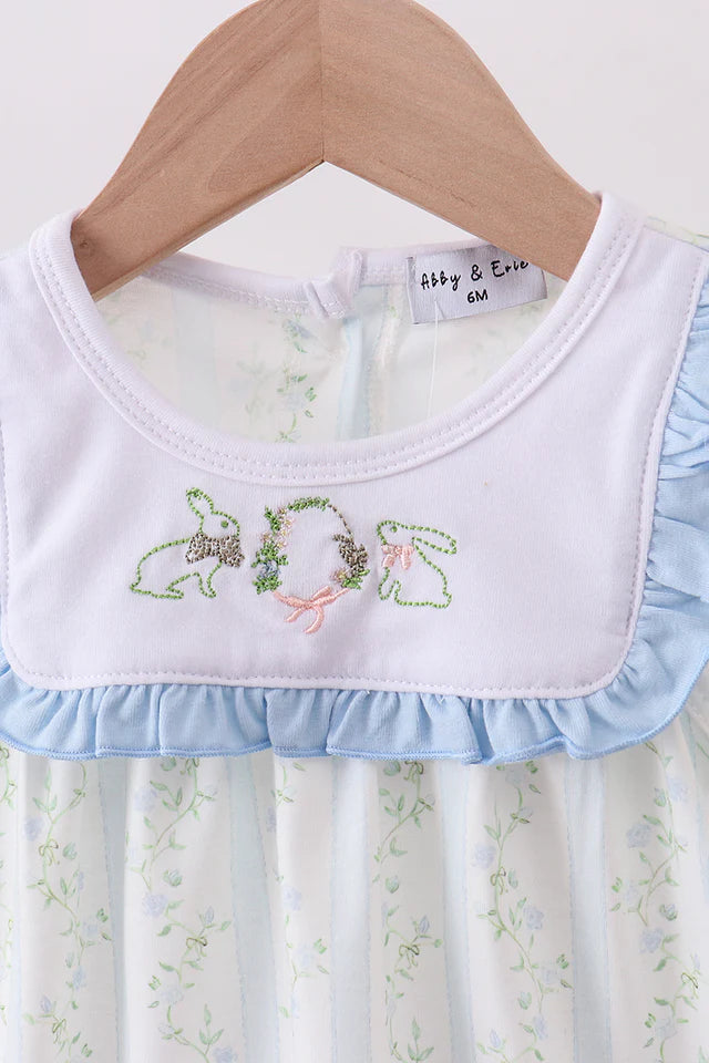 FLORAL BUNNY EMBROIDERY RUFFLE BUBBLE