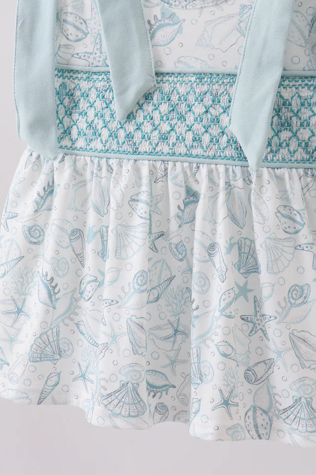 SEA SHELL SMOCKED BLOOMER SET-beach