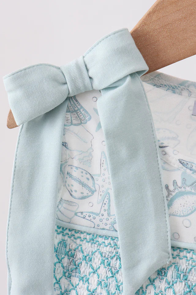 SEA SHELL SMOCKED BLOOMER SET-beach
