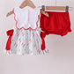 BASEBALL APPLIQUE RUFFLE GINGHAM BLOOMER SET