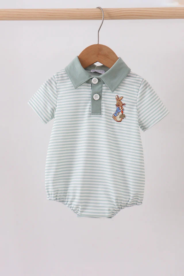 SAGE BUNNY EMBROIDERY STRIPE BUBBLE