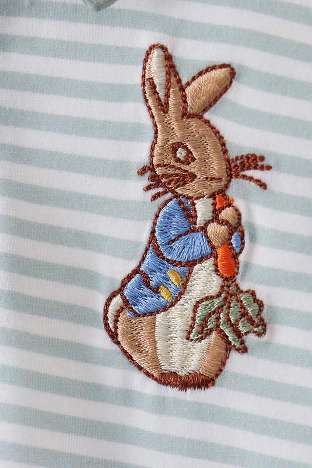 SAGE BUNNY EMBROIDERY STRIPE BUBBLE