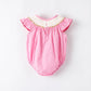 ALLIGATOR PINK GINGHAM Smocked Bubble