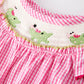 ALLIGATOR PINK GINGHAM Smocked Bubble