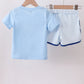 BLUE GOLF CART SMOCKED SHORTS SET