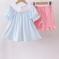 BLUE GOLF CART SMOCKED RUFFLE SHORTS SET