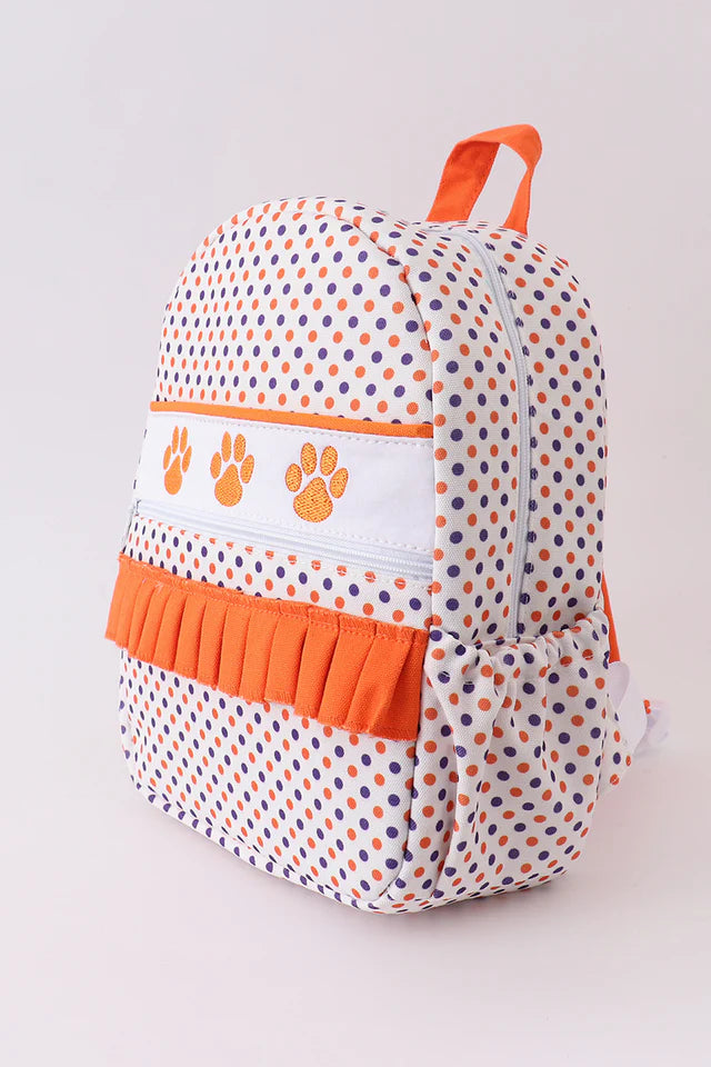 CLEMSON EMBROIDERY RUFFLE BACKPACK