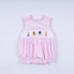 PINK PRINCESS HAND SMOCKED PLAID BUBBLE