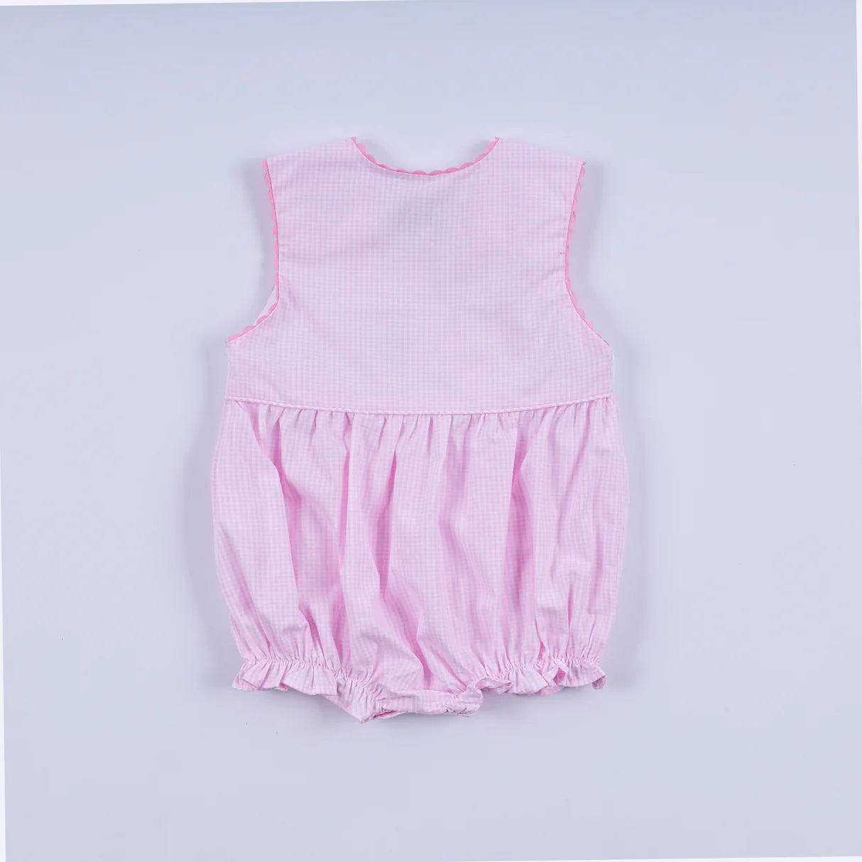 PINK PRINCESS HAND SMOCKED PLAID BUBBLE