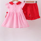 PINK STRAWBERRY SWISS DOT SHORTS SET