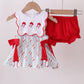 BASEBALL APPLIQUE RUFFLE GINGHAM BLOOMER SET