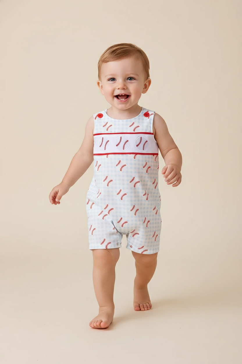 BASEBALL APPLIQUE GINGHAM JONJON