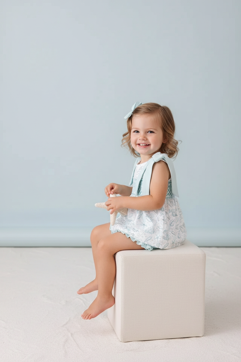 SEA SHELL SMOCKED BLOOMER SET-beach