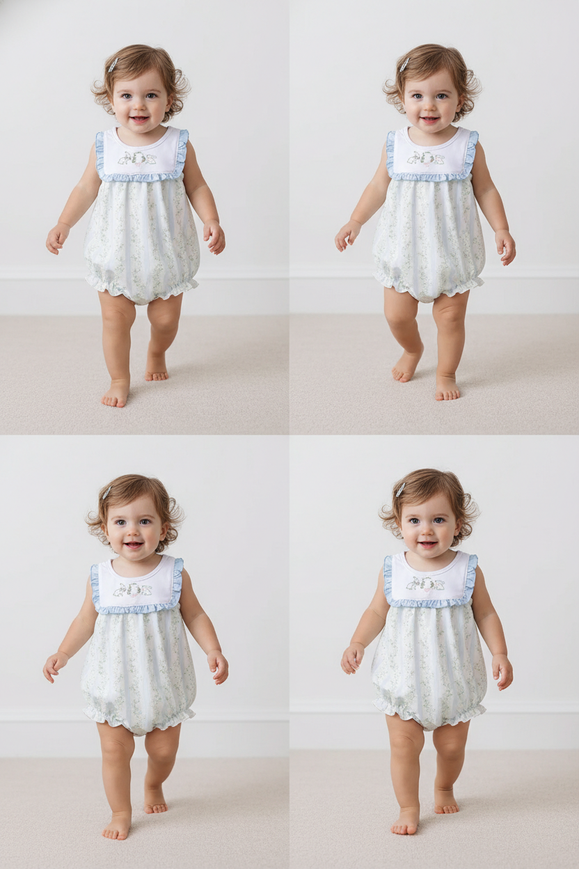 FLORAL BUNNY EMBROIDERY RUFFLE BUBBLE