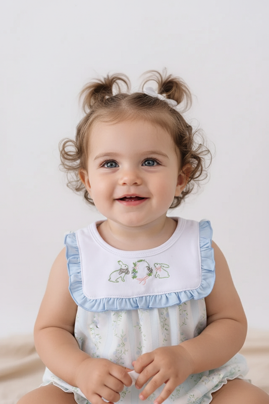 FLORAL BUNNY EMBROIDERY RUFFLE BUBBLE