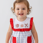 BLUE PLAID BASEBALL EMBROIDERY GIRL BUBBLE
