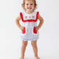 BLUE PLAID BASEBALL EMBROIDERY GIRL BUBBLE