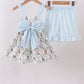 BLUE BUNNY BOW RUFFLE SHORTS SET