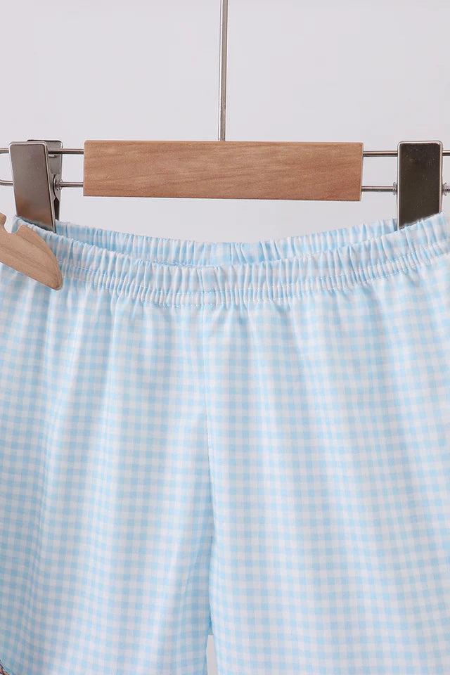 BLUE BUNNY BOW RUFFLE SHORTS SET