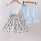 BLUE BUNNY BOW RUFFLE SHORTS SET
