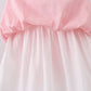 PINK CROSS JACQUARD EMBROIDERY RUFFLE DRESS