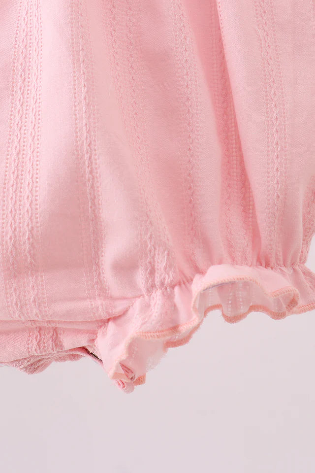 PINK CROSS JACQUARD EMBROIDERY RUFFLE BUBBLE