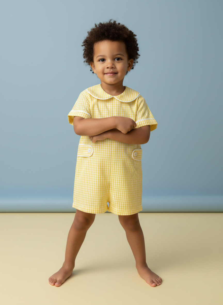 Yellow Gingham Romper