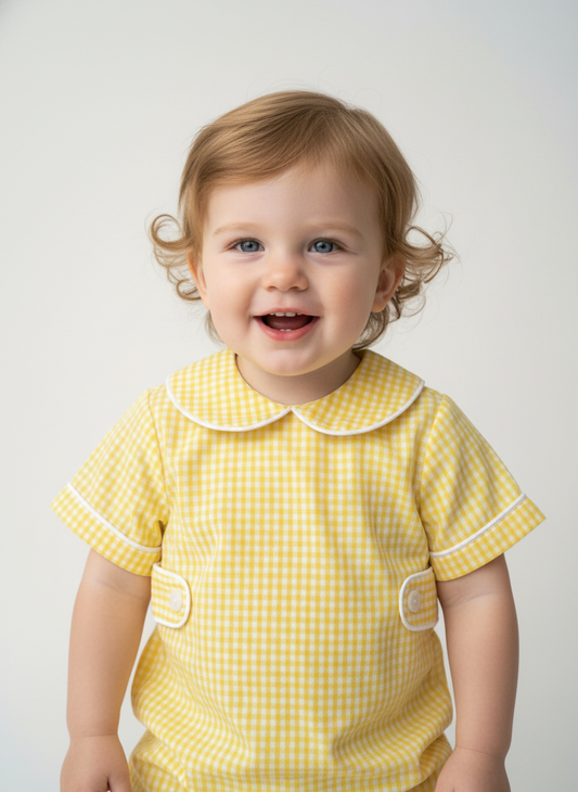 Yellow Gingham Romper
