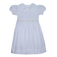 White Handsmocked and Handstiched White Dress -Bow Back
