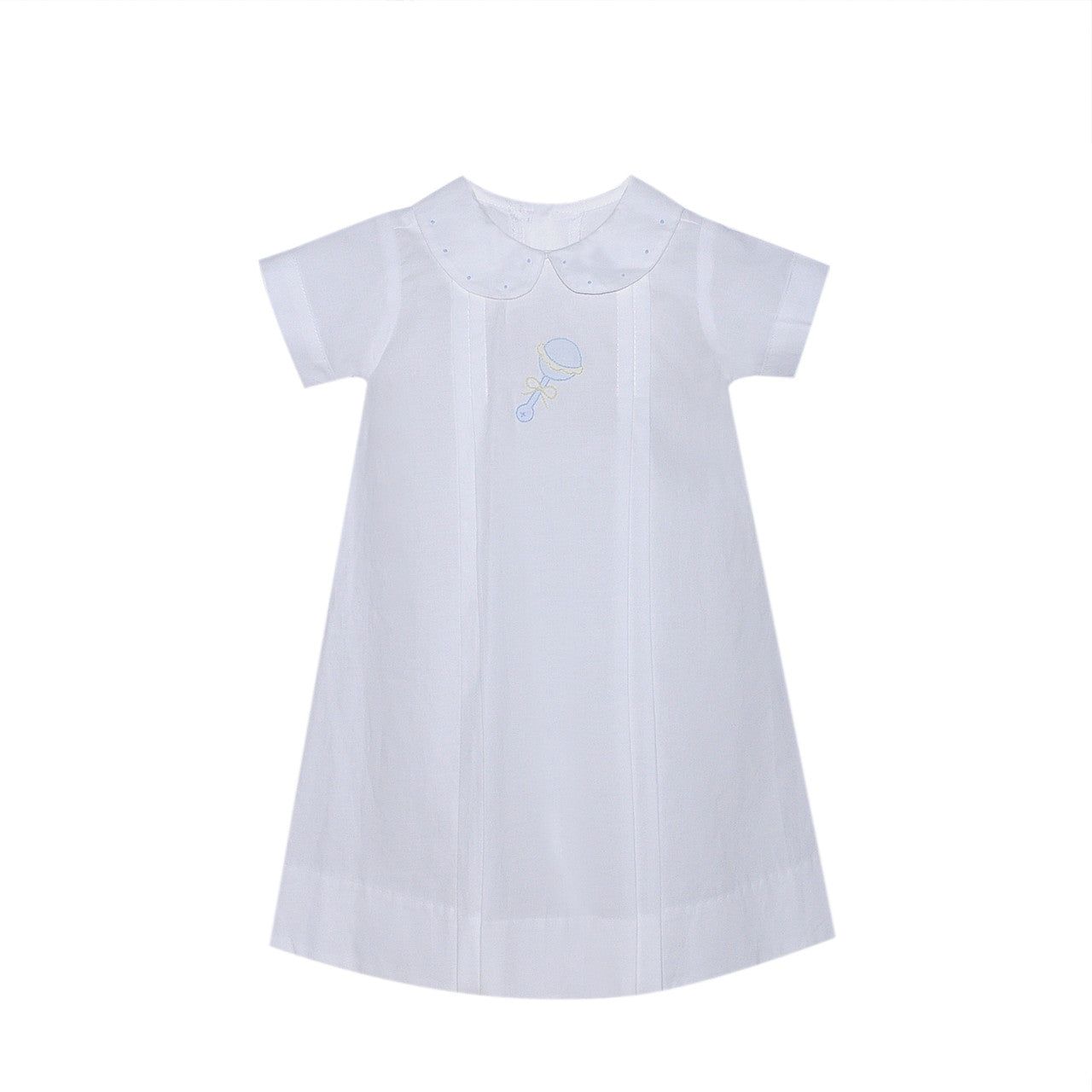 Embroidered and Handstiched Blue Rattle Daygown