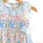 FLORAL EASTER BUNNY HAND-SMOCKED GIRL BUBBLE