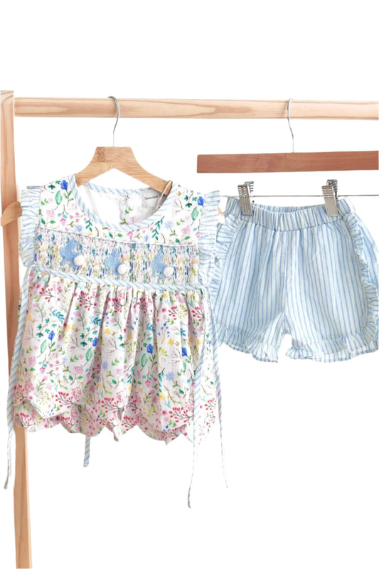 FLORAL EASTER BUNNY HAND-SMOCKED GIRL SET