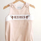 KHAKI HE IS RISEN HAND-SMOCKED BOY BUBBLE