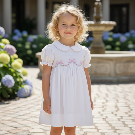 RIbbon and Roses Handsmocked Dress