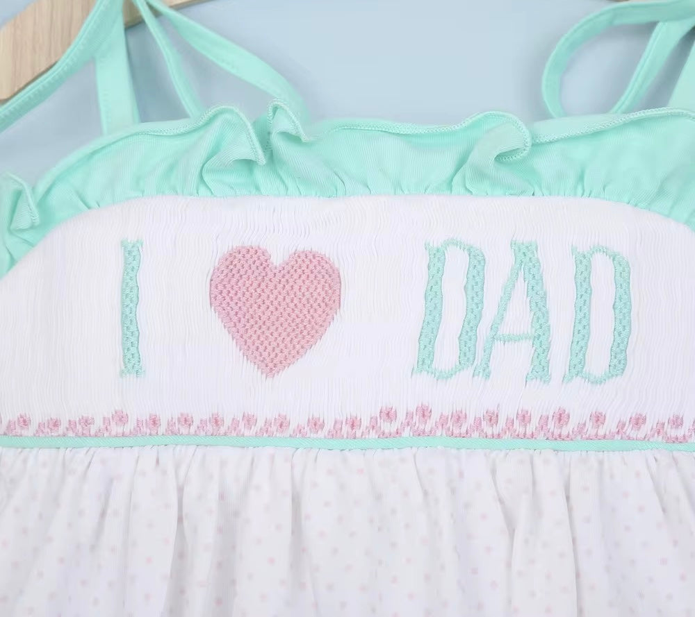 Hand Smocked I love Dad bubble