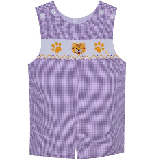 Purple/Gold Smocked Shortall- LSU
