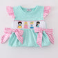 MINT PRINCESS EMBROIDERY GINGHAM BOW BUBBLE