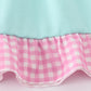MINT PRINCESS EMBROIDERY GINGHAM RUFFLE DRESS