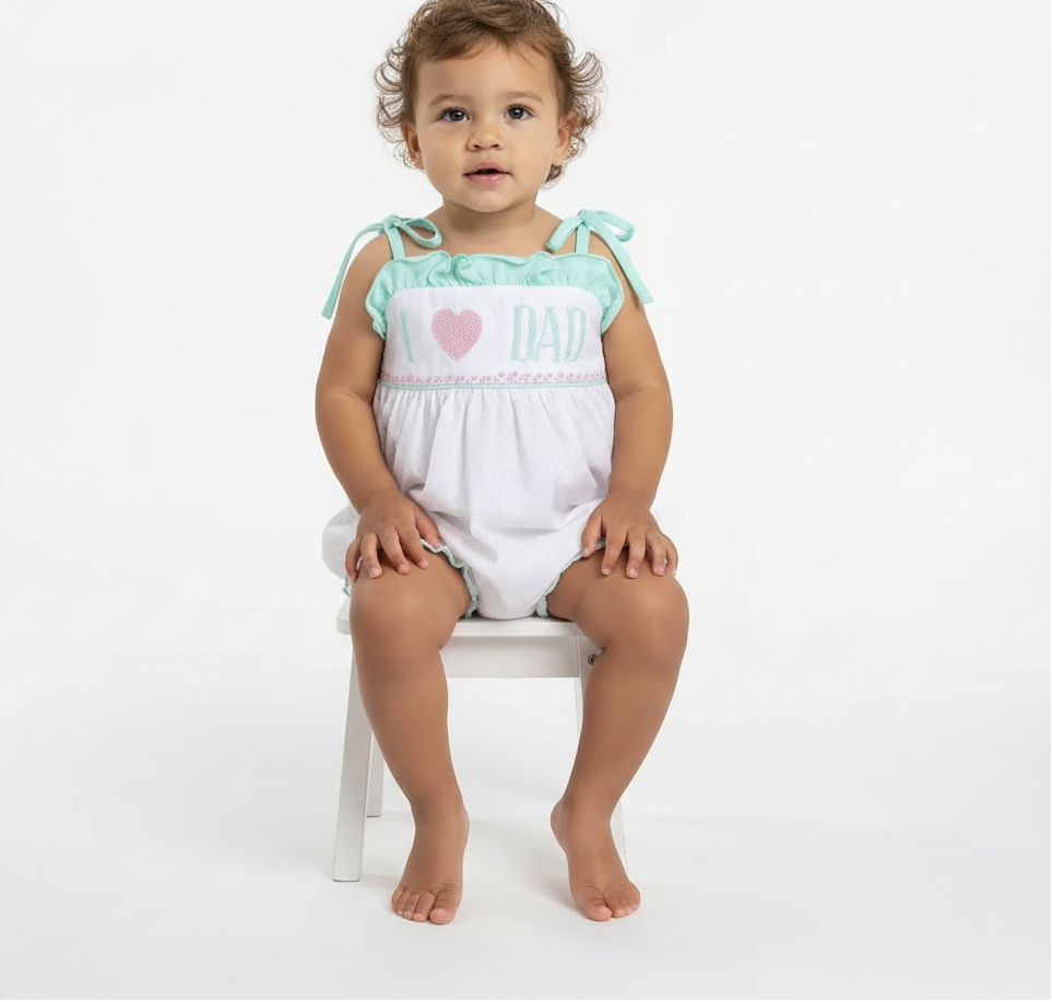 Hand Smocked I love Dad bubble
