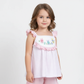 Hand-smocked white with tiny pink dot printed baby 2 pcs set