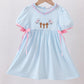 BLUE CROSS EMBROIDERY RUFFLE STRIPE DRESS