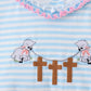 BLUE CROSS EMBROIDERY RUFFLE STRIPE DRESS