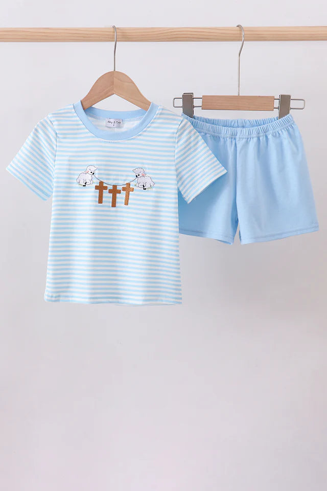 BLUE CROSS EMBROIDERY SHORTS SET