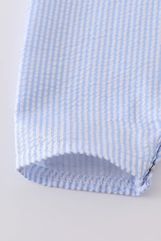 BLUE SEERSUCKER ANIMAL EMBROIDERY JONJON
