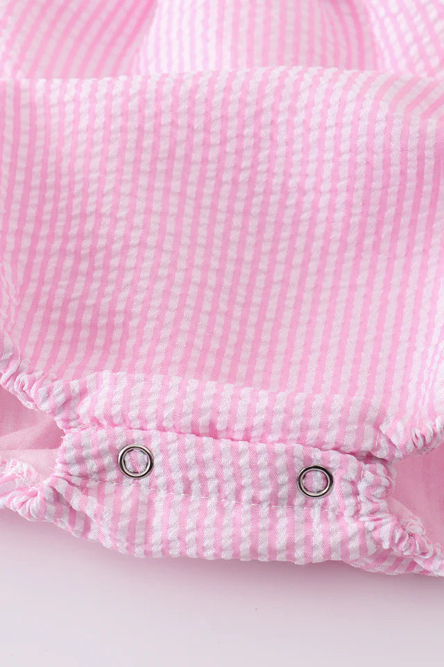 Girls Pink seersucker animal bubble